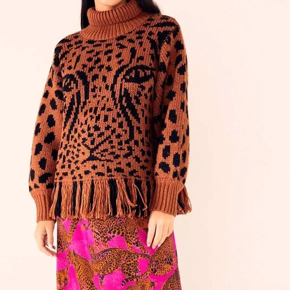 Farm Rio Caramel Midnight Leopard Sweater - Picture 3 of 10